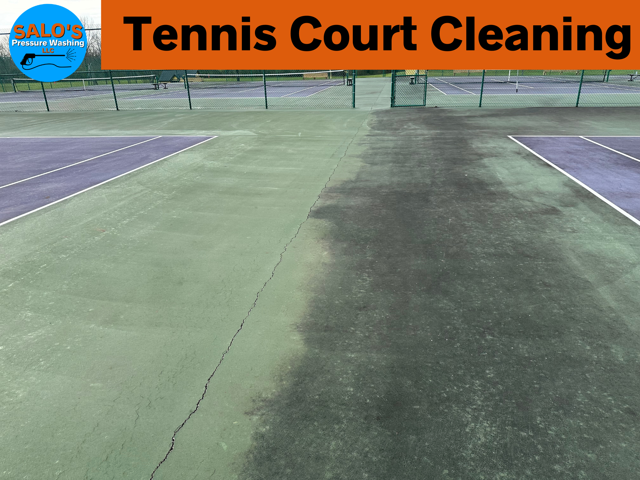Commercial Pressure Washing Tennis Court Cleaning at Centerville High School, Oh